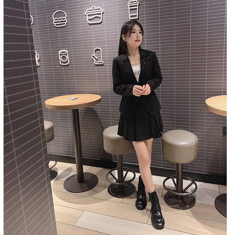 Black retro slim coat all-match small fellow business suit