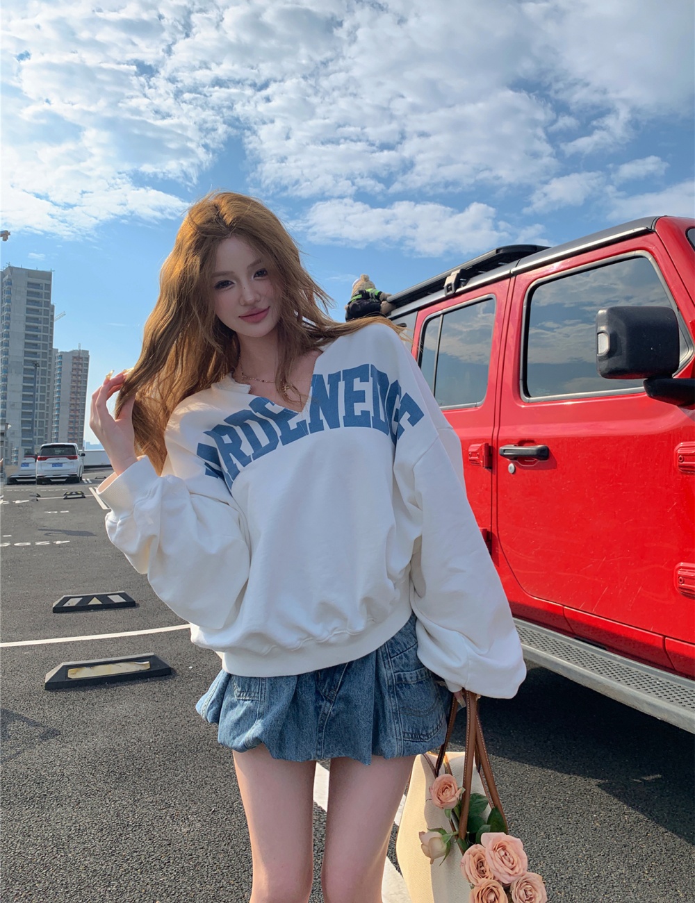 Pullover printing spicegirl letters hoodie for women