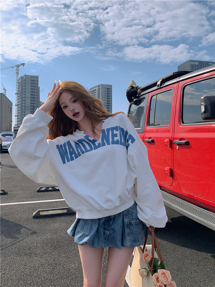 Pullover printing spicegirl letters hoodie for women