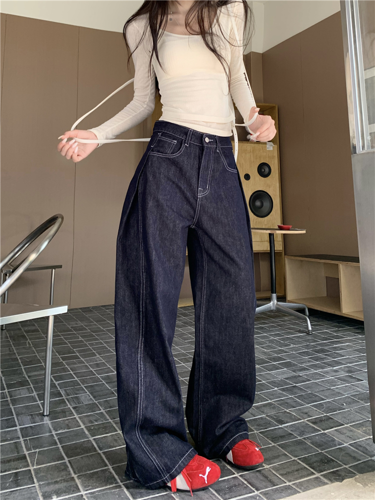 American style jeans wide leg pants for women