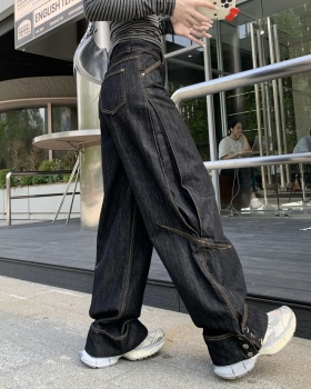 Straight mopping jeans wide leg pants for women