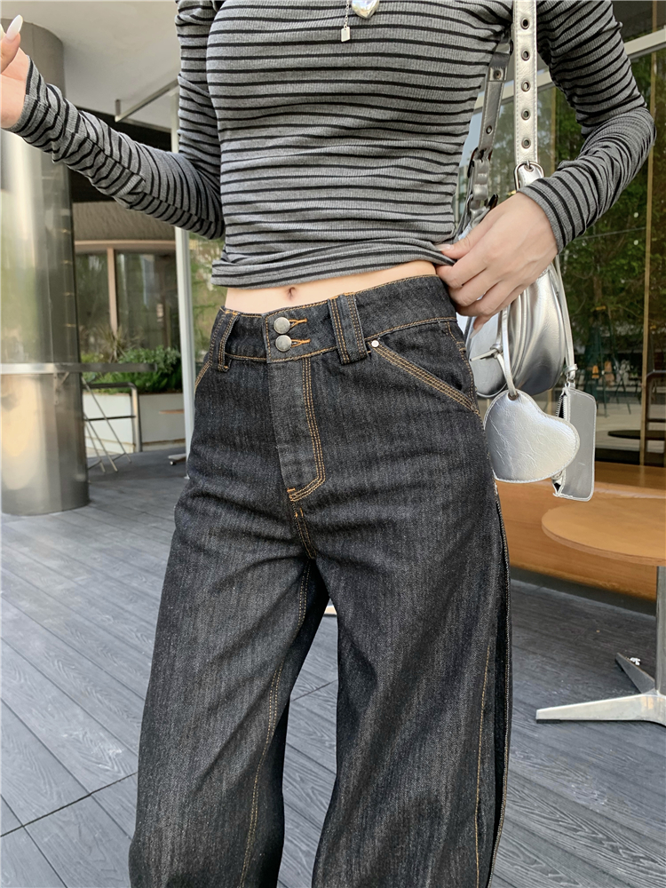 Straight mopping jeans wide leg pants for women