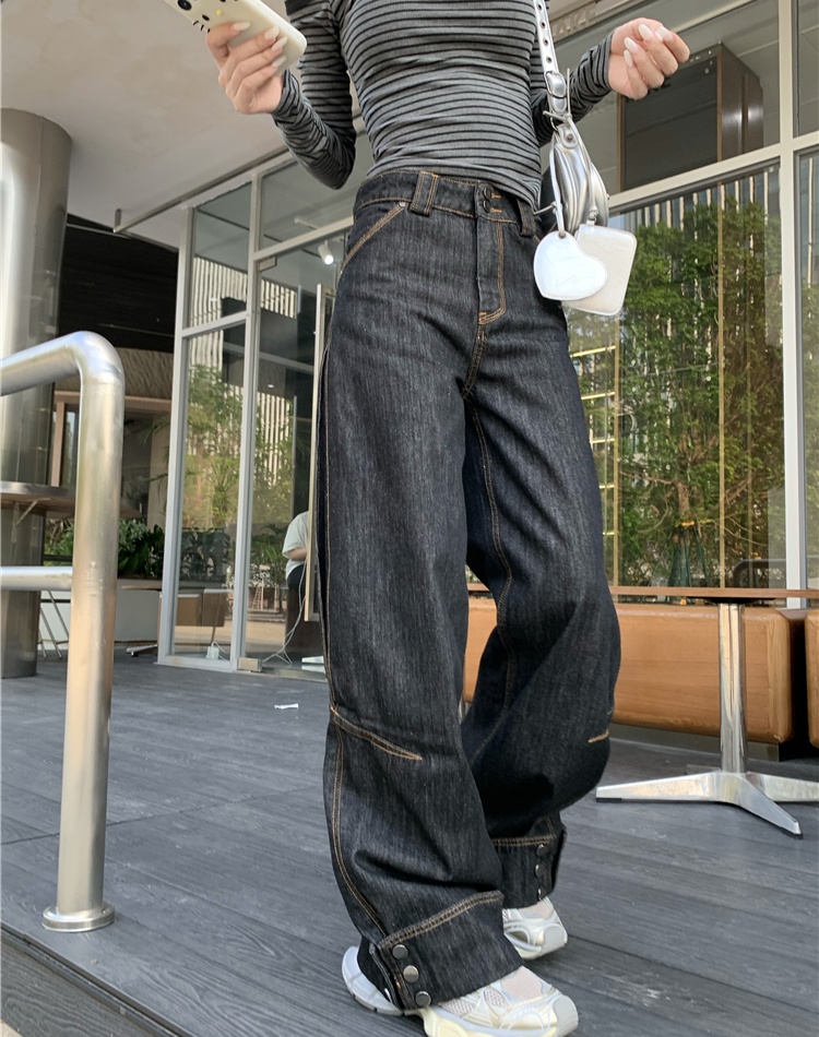 Straight mopping jeans wide leg pants for women