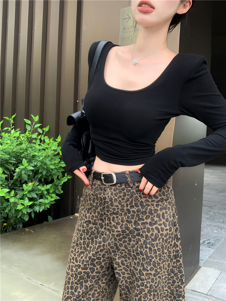 Mopping leopard casual pants wide leg long pants for women