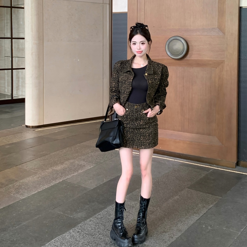 Korean style jacket short skirt 2pcs set for women