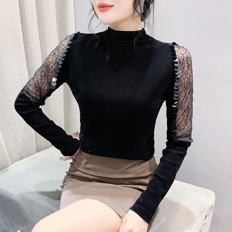 Korean style slim T-shirt simple bottoming shirt for women