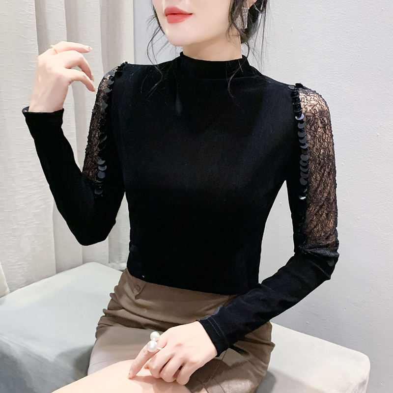 Korean style slim T-shirt simple bottoming shirt for women