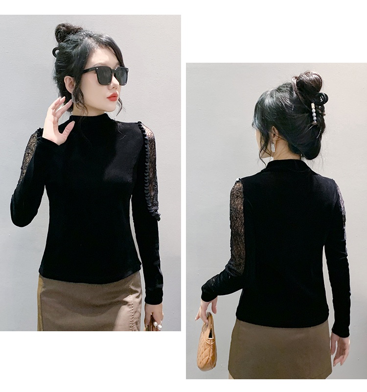 Korean style slim T-shirt simple bottoming shirt for women