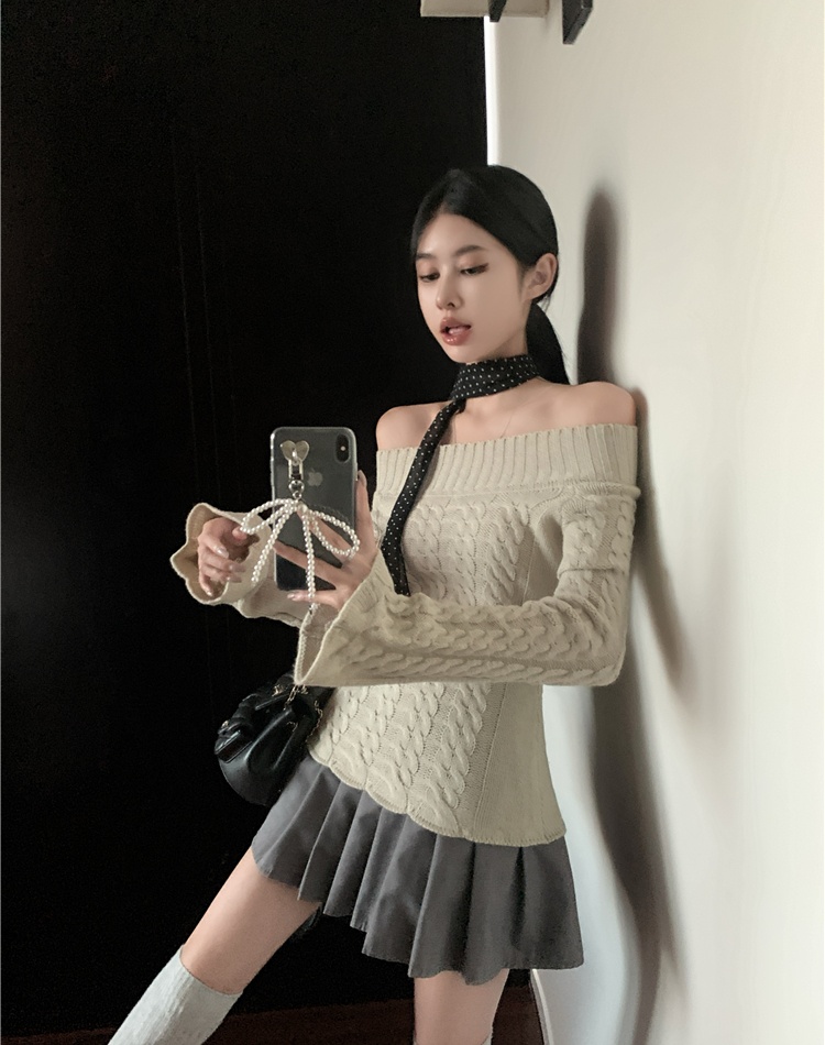 Temperament autumn tops colors long sleeve sweater for women