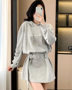 Pinched waist hoodie dress a set for women