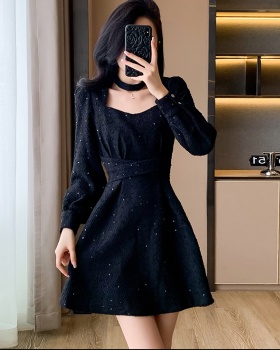 A-line sequins autumn and winter Hepburn style dress