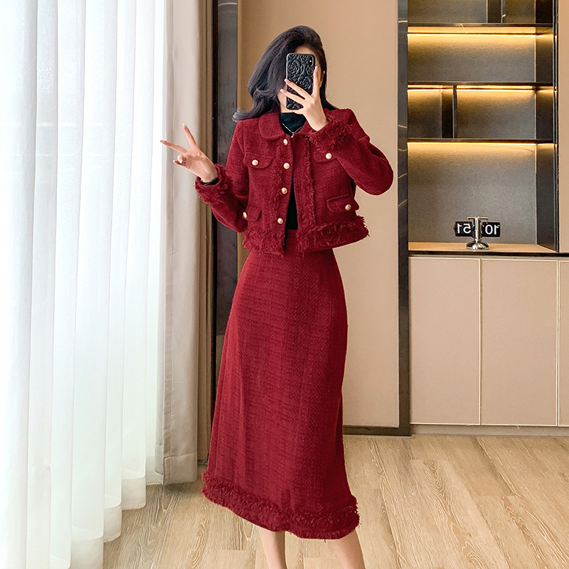 Heart chanelstyle skirt autumn coat a set