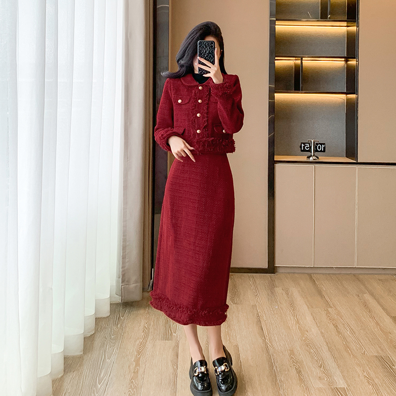 Heart chanelstyle skirt autumn coat a set