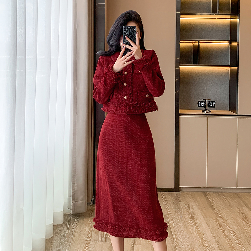 Heart chanelstyle skirt autumn coat a set