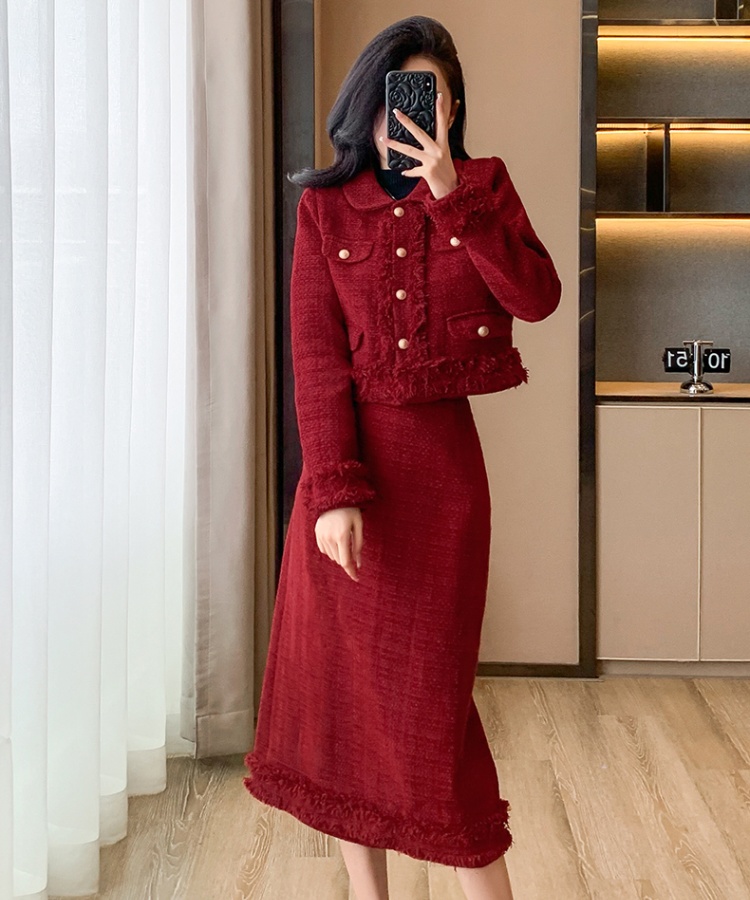 Heart chanelstyle skirt autumn coat a set