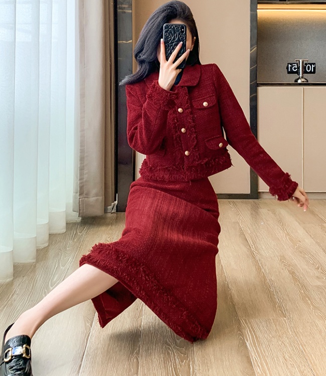 Heart chanelstyle skirt autumn coat a set