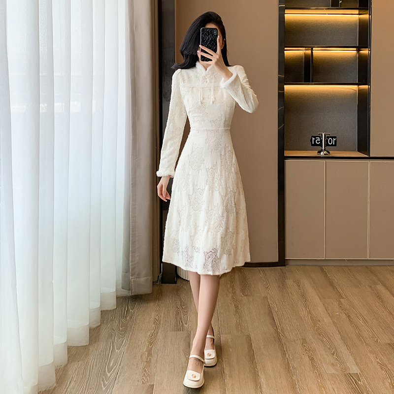 Fashion small fellow dress thick cheongsam for women