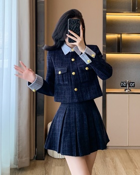 Chanelstyle coat blue skirt 2pcs set for women