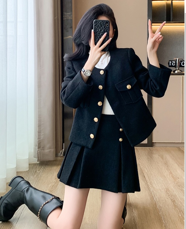 Chanelstyle skirt temperament coat a set for women