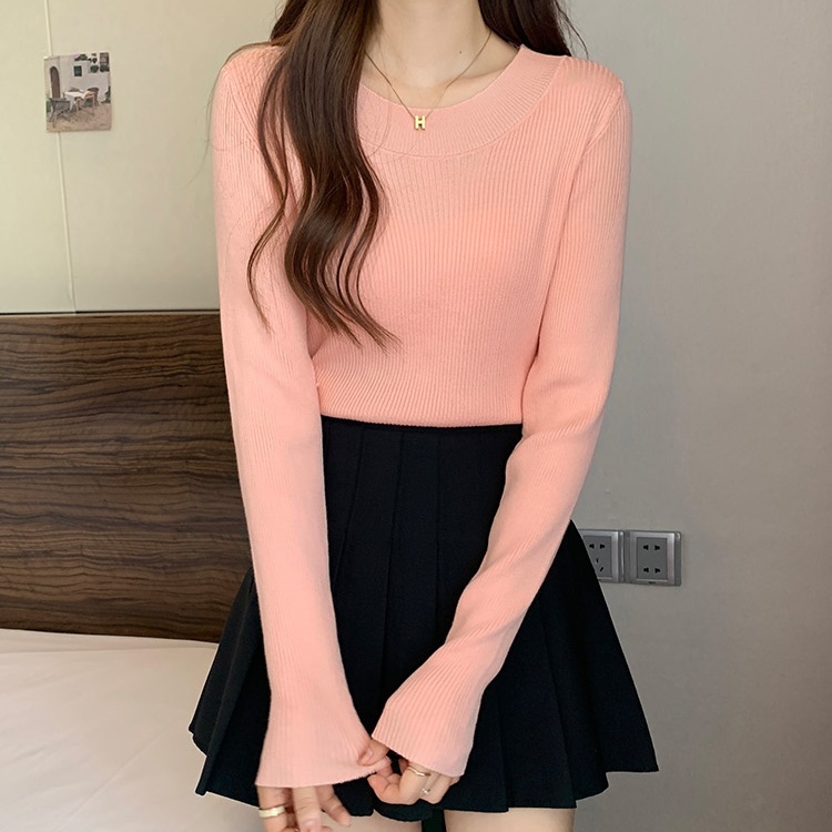 U-neck sweater student bottoming shirt for women