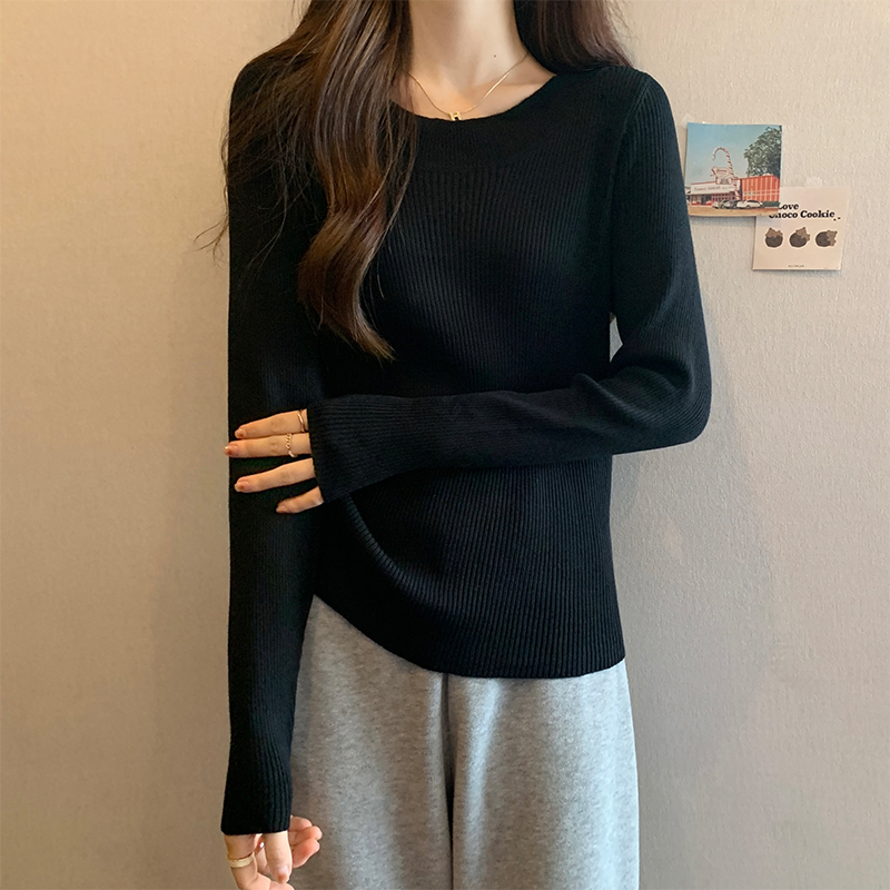 U-neck sweater student bottoming shirt for women