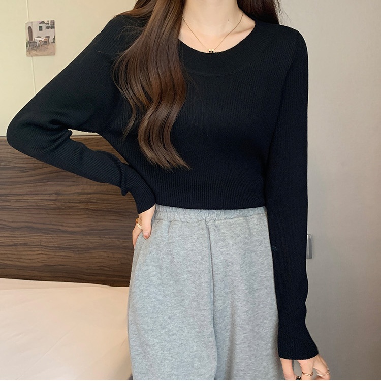 U-neck sweater student bottoming shirt for women