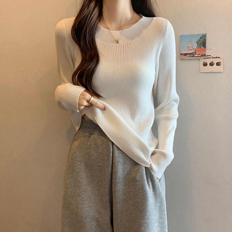 U-neck sweater student bottoming shirt for women