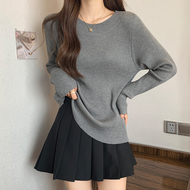 U-neck sweater student bottoming shirt for women