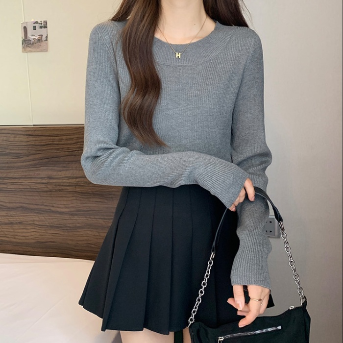 U-neck sweater student bottoming shirt for women