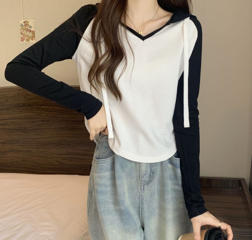 Unique bottoming shirt hooded tops for women