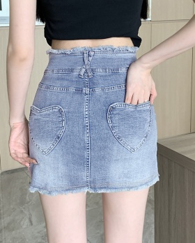 Elasticity A-line denim skirt high waist autumn short skirt