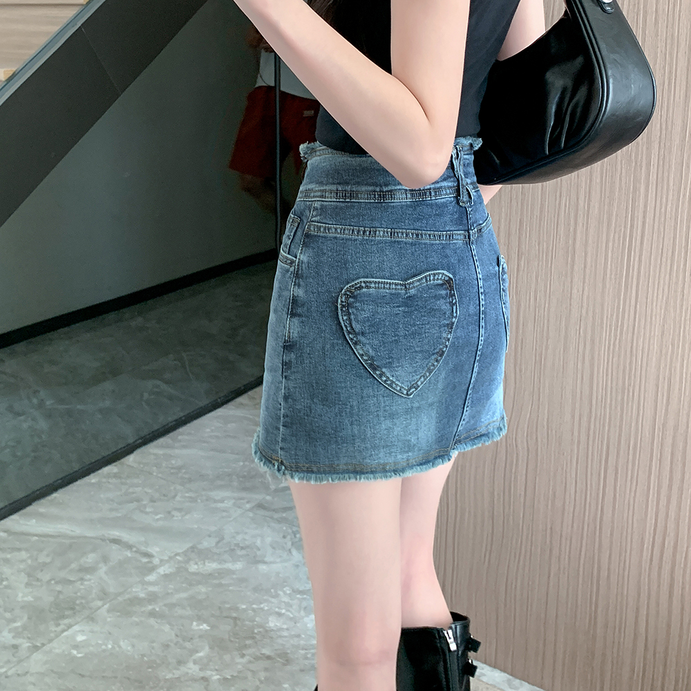 Elasticity A-line denim skirt high waist autumn short skirt