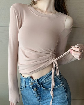 Enticement long sleeve tops Korean style T-shirt for women