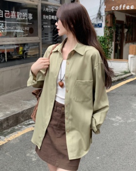 Korean style loose Casual retro simple shirt for women