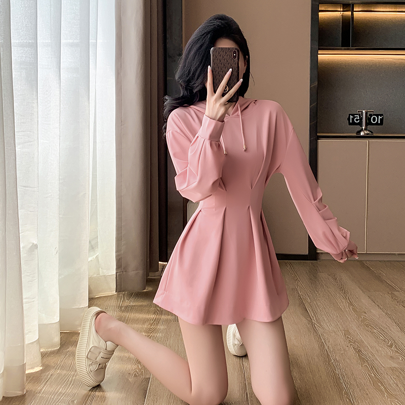 Slim long sleeve A-line T-back autumn Casual hoodie