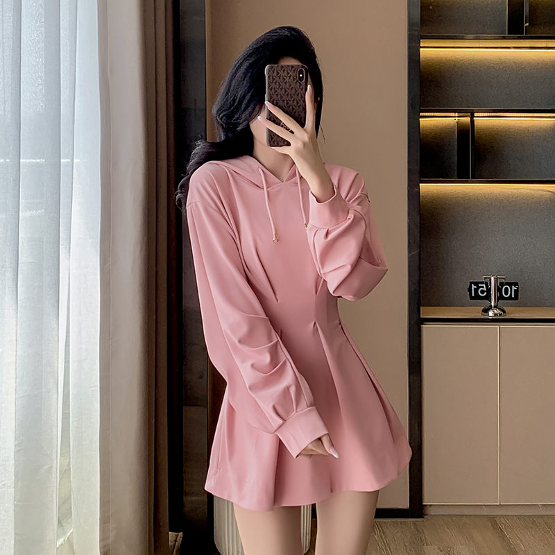 Slim long sleeve A-line T-back autumn Casual hoodie