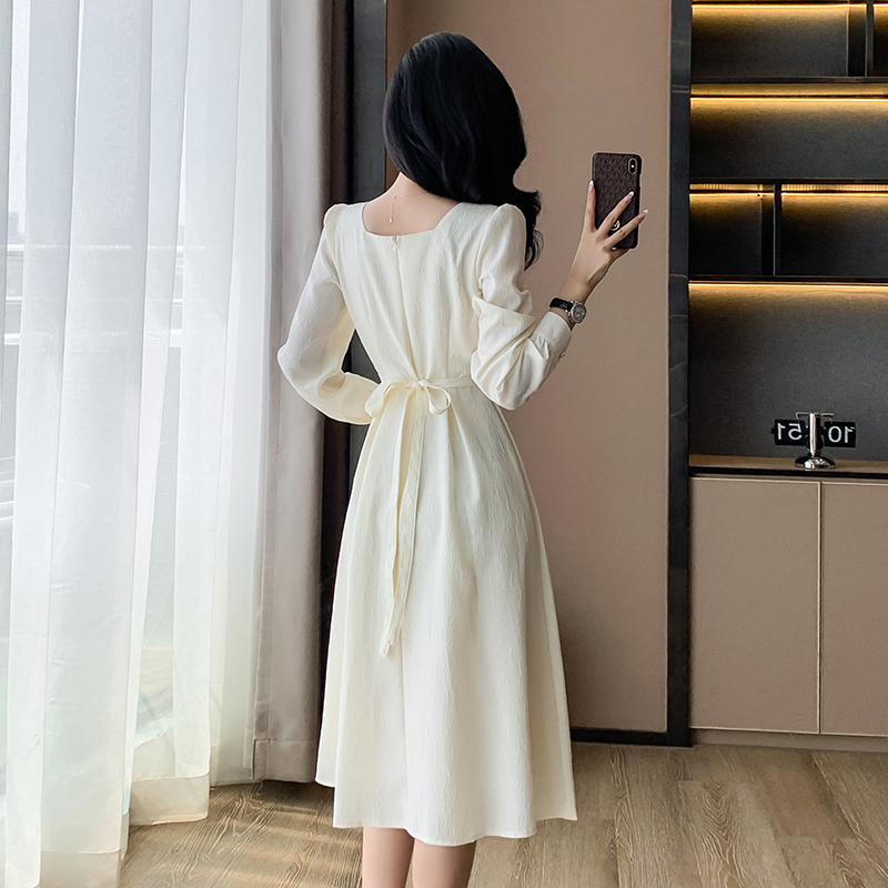 Chinese style square collar plus velvet dress for women