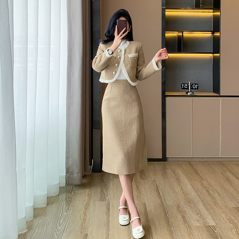 Temperament jacket chanelstyle skirt 2pcs set