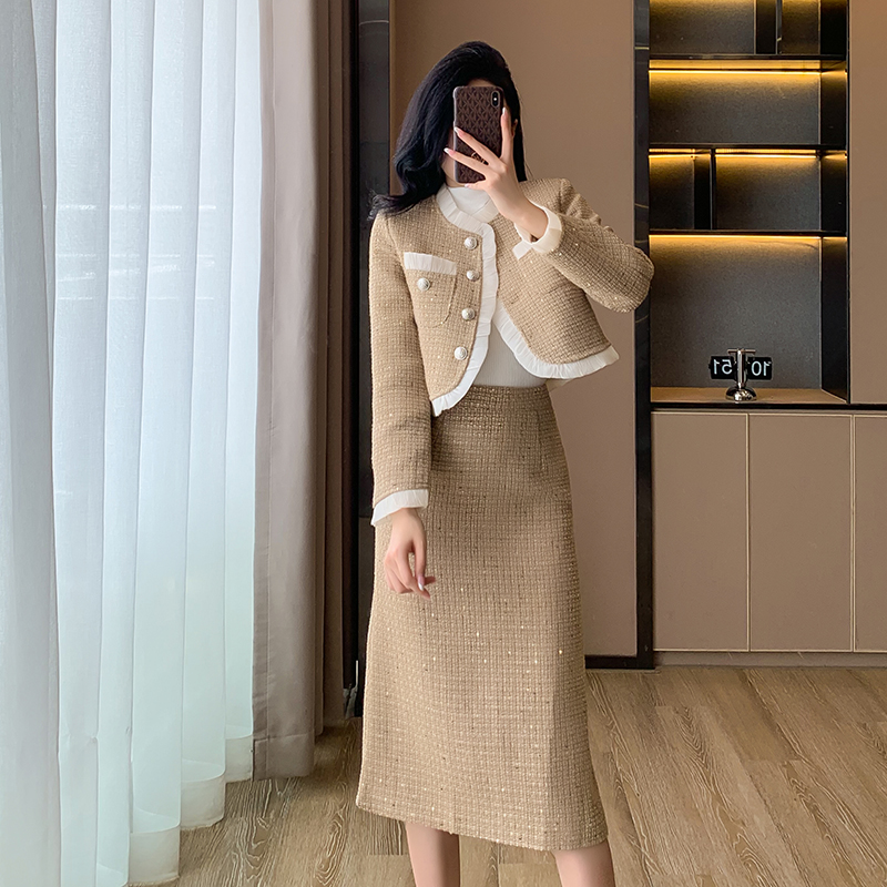 Temperament jacket chanelstyle skirt 2pcs set