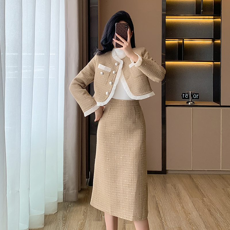 Temperament jacket chanelstyle skirt 2pcs set