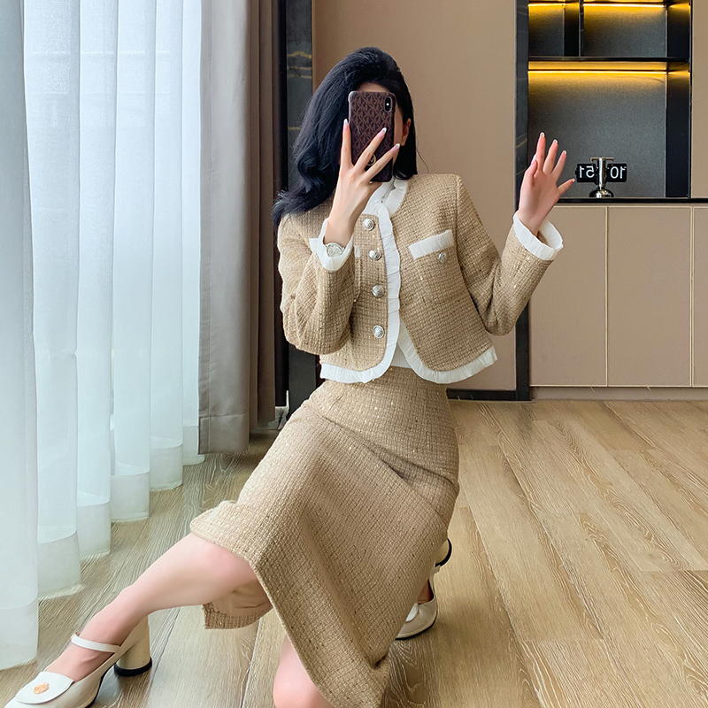 Temperament jacket chanelstyle skirt 2pcs set