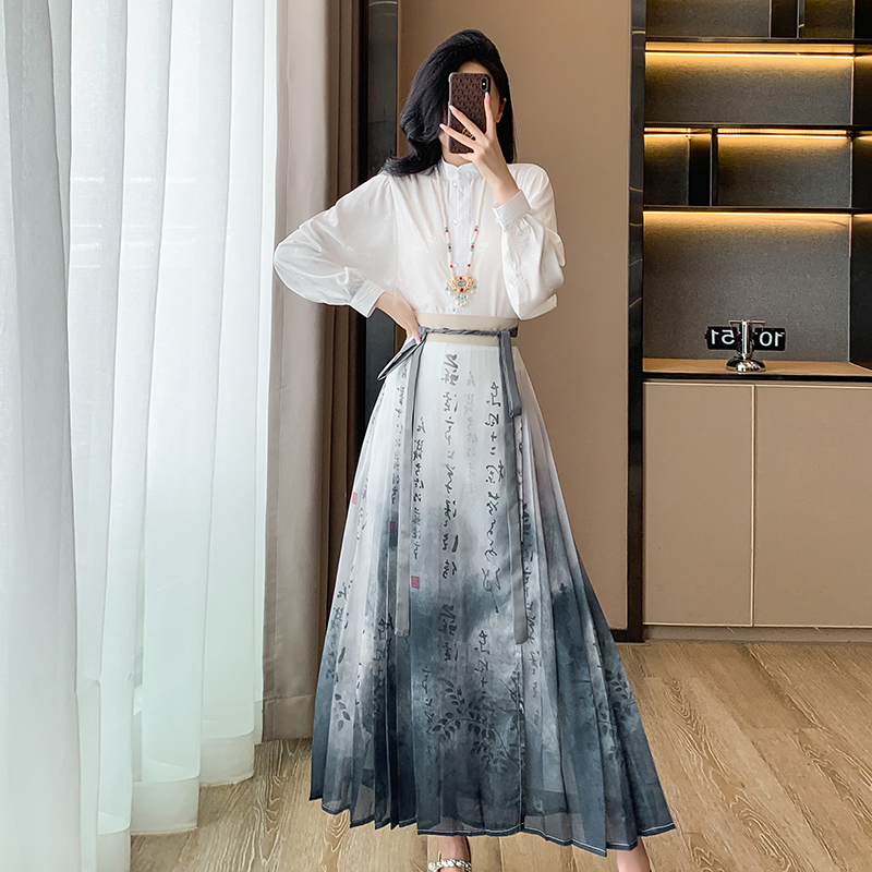 Summer long skirt horse-face skirt a set for women