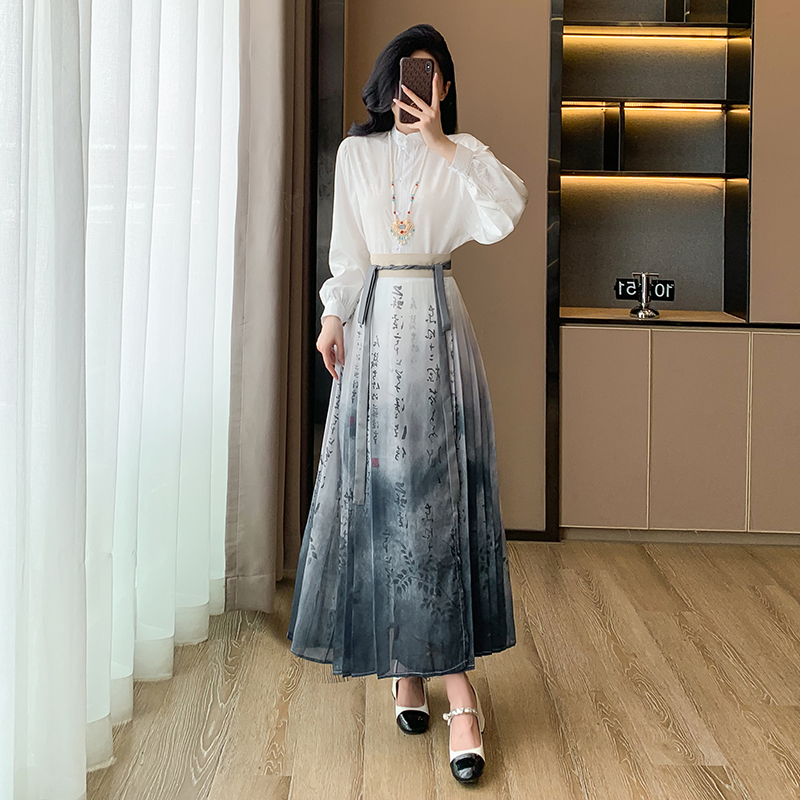 Summer long skirt horse-face skirt a set for women