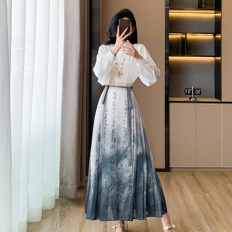 Summer long skirt horse-face skirt a set for women