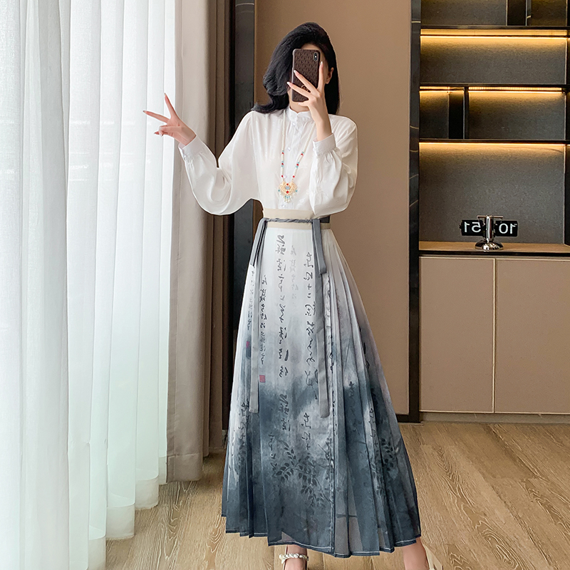 Summer long skirt horse-face skirt a set for women