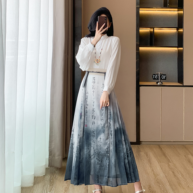 Summer long skirt horse-face skirt a set for women