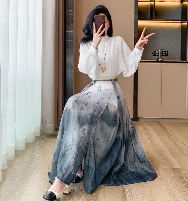 Summer long skirt horse-face skirt a set for women