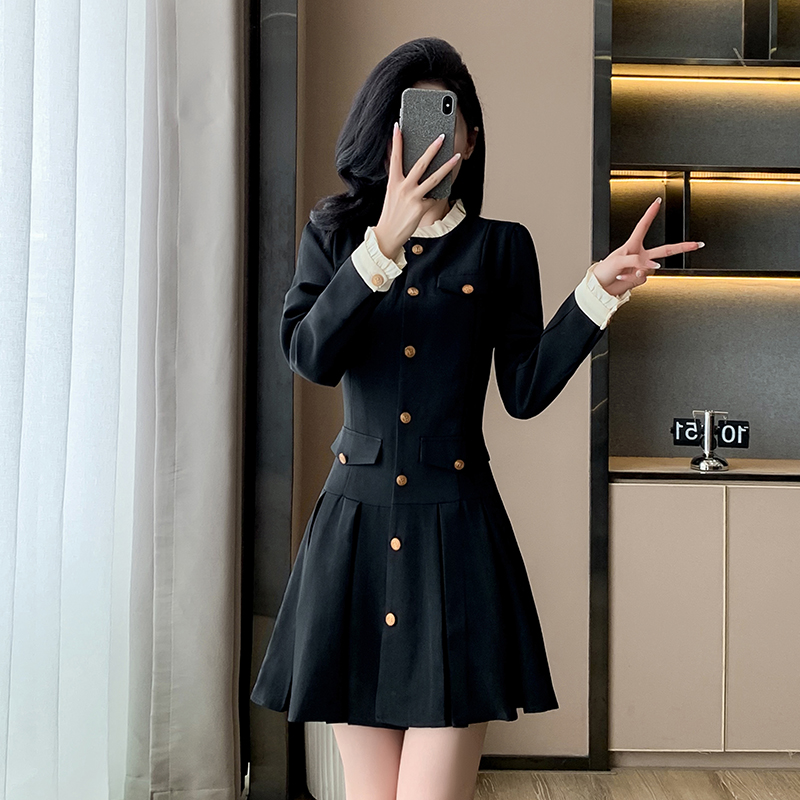 Commuting France style retro autumn dress for women