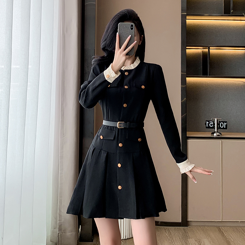 Commuting France style retro autumn dress for women