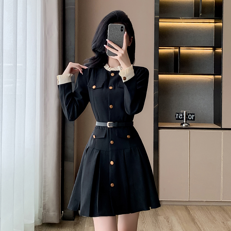 Commuting France style retro autumn dress for women